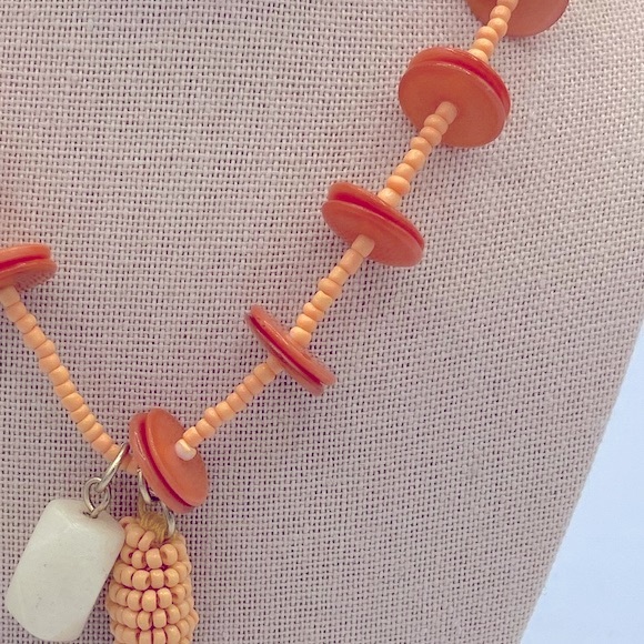 Chicos Nectarine Seed Bead Tassel Necklace Part Of Taylor Collection - Picture 8 of 9